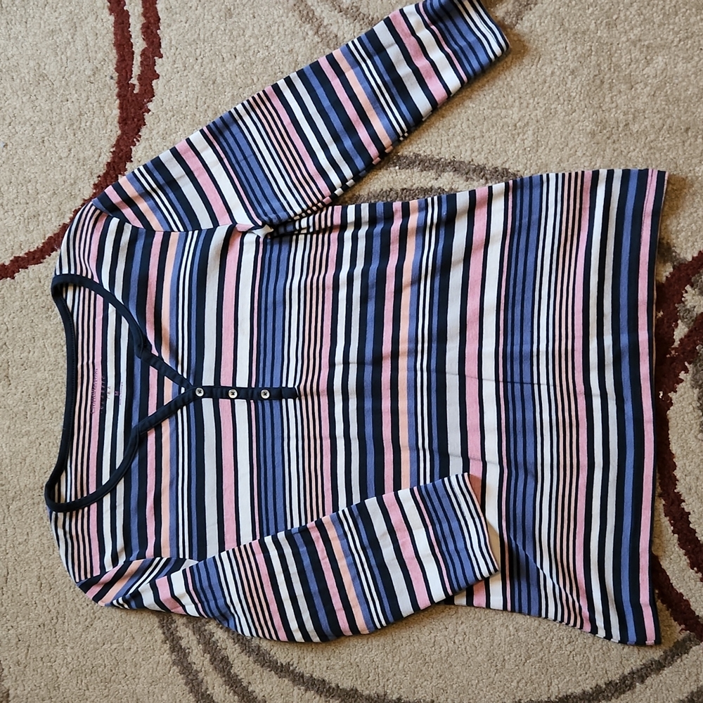Women's Croft & Barrow Classic Striped Tee 3/4 sleeeves- Sz M